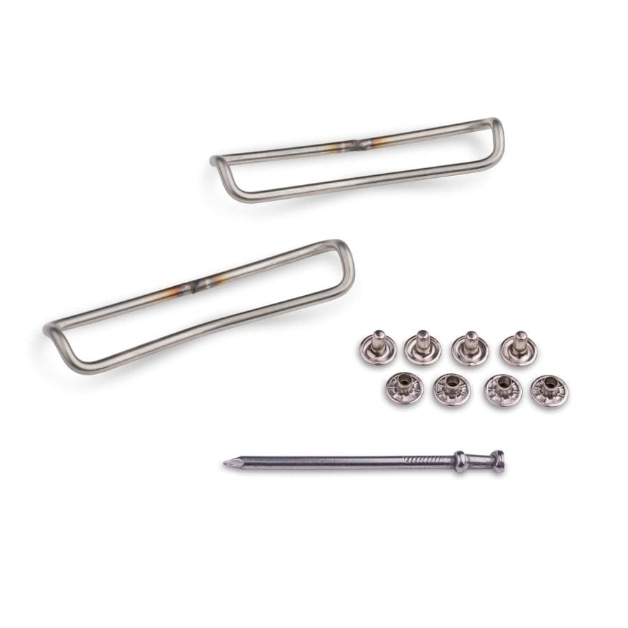 Ski Skin tip connectors with rivets
